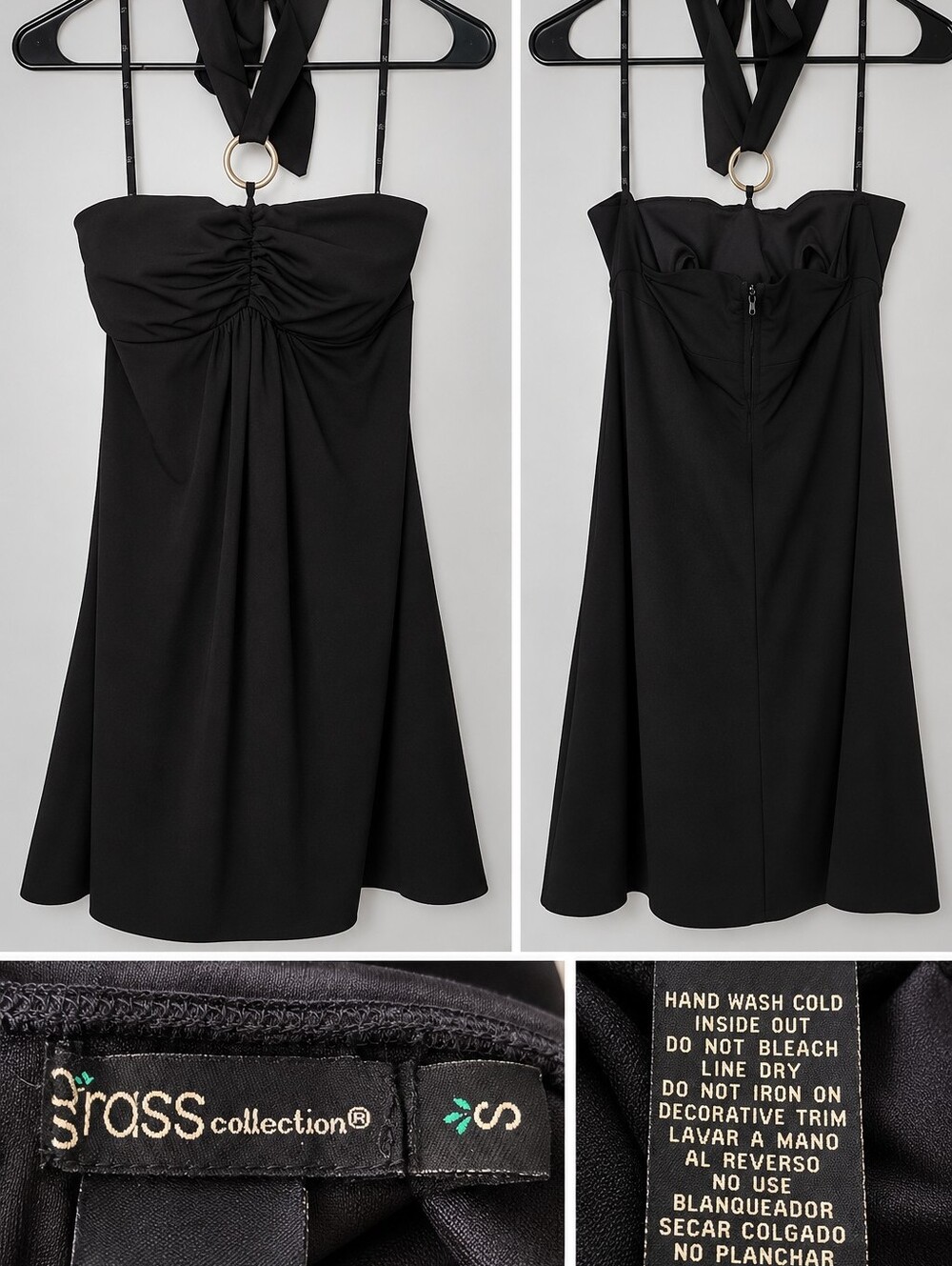grass collection Black Strapless Halter Ring A-Line Dress